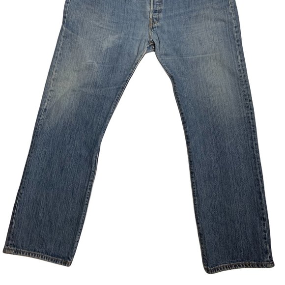 Levi's 501 Straight Leg Button Fly Mens Jeans Tag W42 L32 Blue Straight -W42xL - Picture 3 of 12